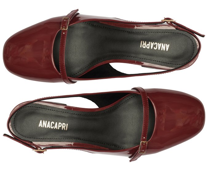 Sapatilha Boneca Vermelho Marsala Salto Bloco New
