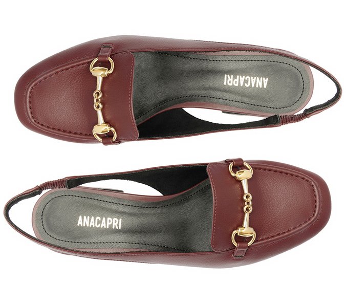 Mocassim Slingback Salto Bloco Bridão Roxo Amora