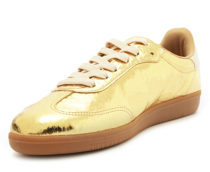 Tênis De Amarrar Dourado Ouro Metal