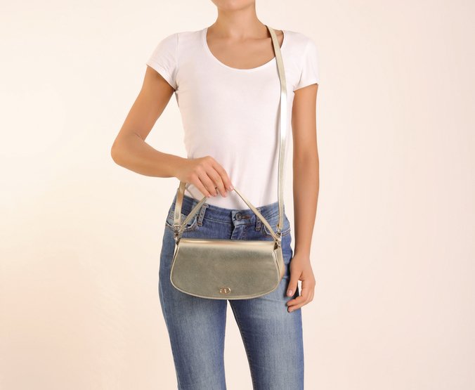 Bolsa Crossbody Dourada Grande Ollie
