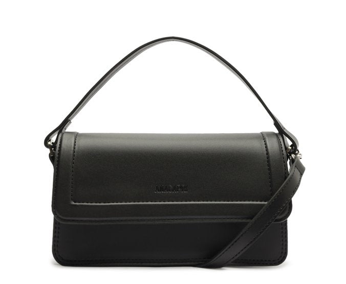 Bolsa Crossbody Média Preta Costura Ornamental