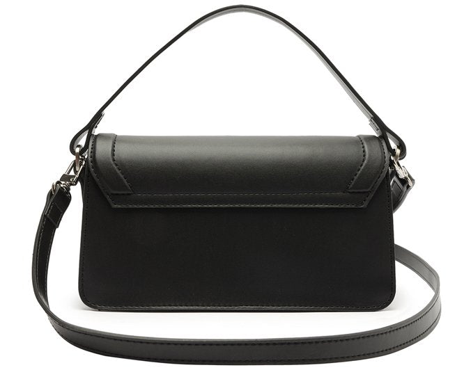 Bolsa Crossbody Média Preta Costura Ornamental