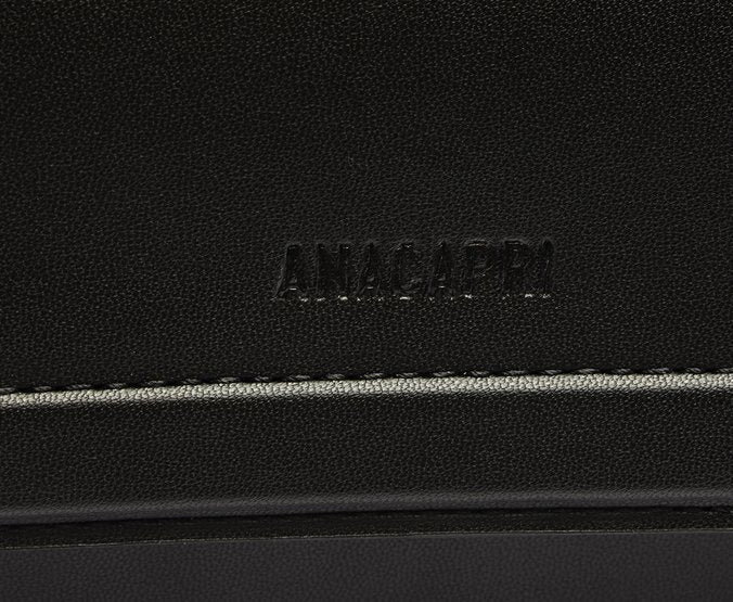 Bolsa Crossbody Média Preta Costura Ornamental