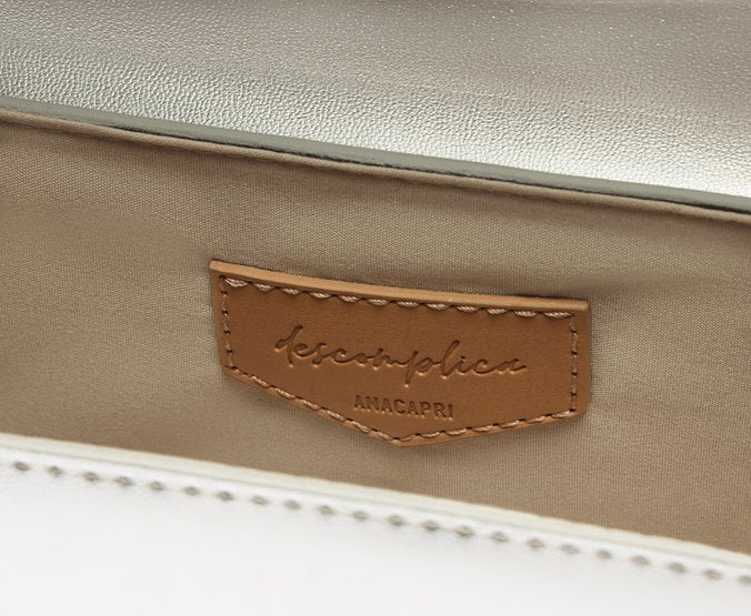 Bolsa Crossbody Média Prata Costura Ornamental