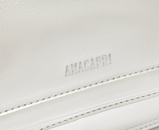 Bolsa Crossbody Média Prata Costura Ornamental