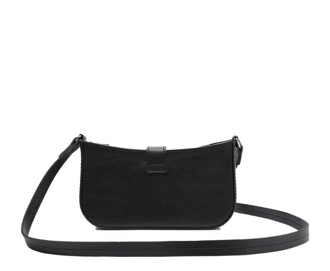 Bolsa Crossbody Preta Média Fivela Tachas