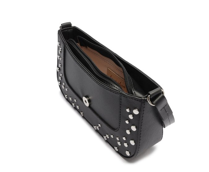 Bolsa Crossbody Preta Média Fivela Tachas