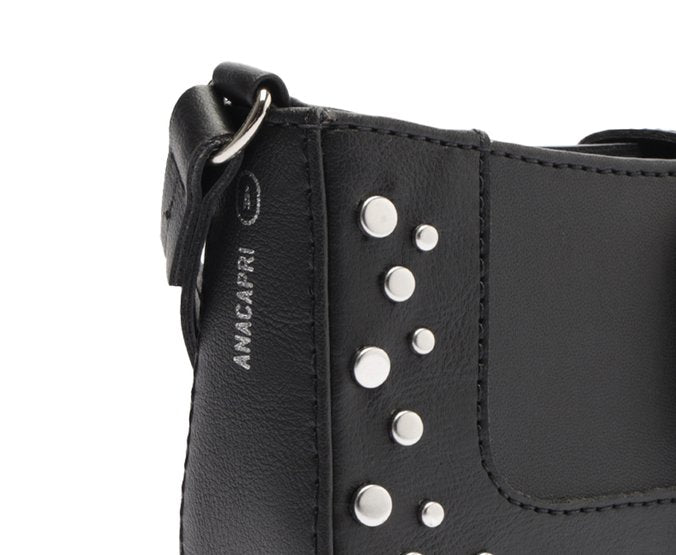 Bolsa Crossbody Preta Média Fivela Tachas