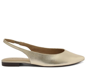 Sapatilha Dourada Slingback Bico Fino