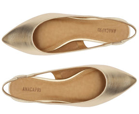 Sapatilha Dourada Slingback Bico Fino