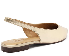 Sapatilha Dourada Slingback Bico Fino
