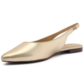 Sapatilha Dourada Slingback Bico Fino