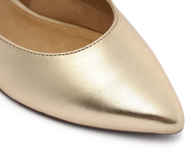 Sapatilha Dourada Slingback Bico Fino