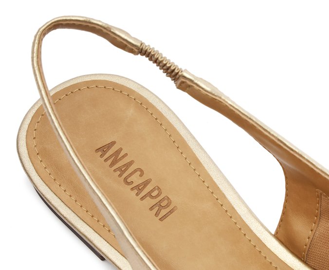 Sapatilha Dourada Slingback Bico Fino