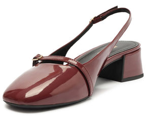 Sapatilha Boneca Vermelho Marsala Salto Bloco New