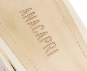 Mocassim Slingback Salto Bloco Bridão Branco