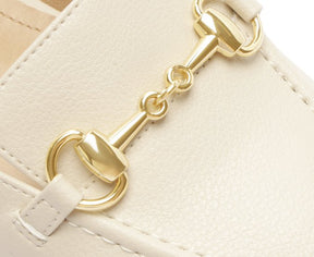 Mocassim Slingback Salto Bloco Bridão Branco