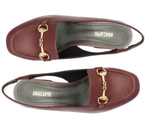 Mocassim Slingback Salto Bloco Bridão Roxo Amora