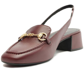 Mocassim Slingback Salto Bloco Bridão Roxo Amora