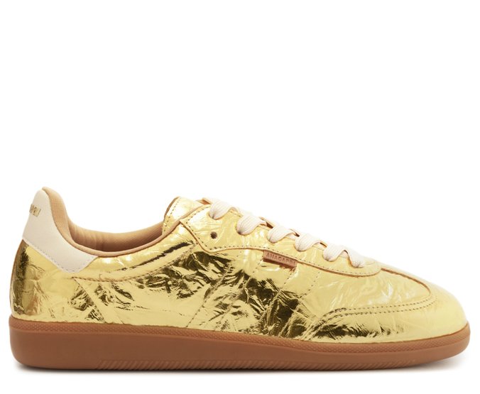 Tênis De Amarrar Dourado Ouro Metal