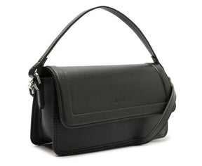 Bolsa Crossbody Média Preta Costura Ornamental