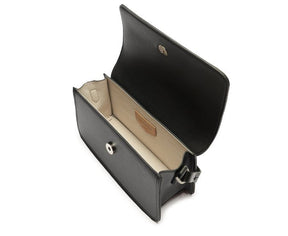 Bolsa Crossbody Média Preta Costura Ornamental