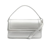 Bolsa Crossbody Média Prata Costura Ornamental