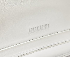 Bolsa Crossbody Média Prata Costura Ornamental
