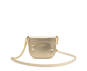 Bolsa Tiracolo Pochete Dourada Pequena Snake