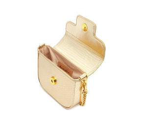 Bolsa Tiracolo Pochete Dourada Pequena Snake