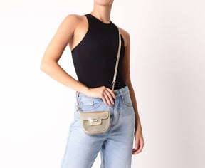 Bolsa Tiracolo Pochete Dourada Pequena Snake