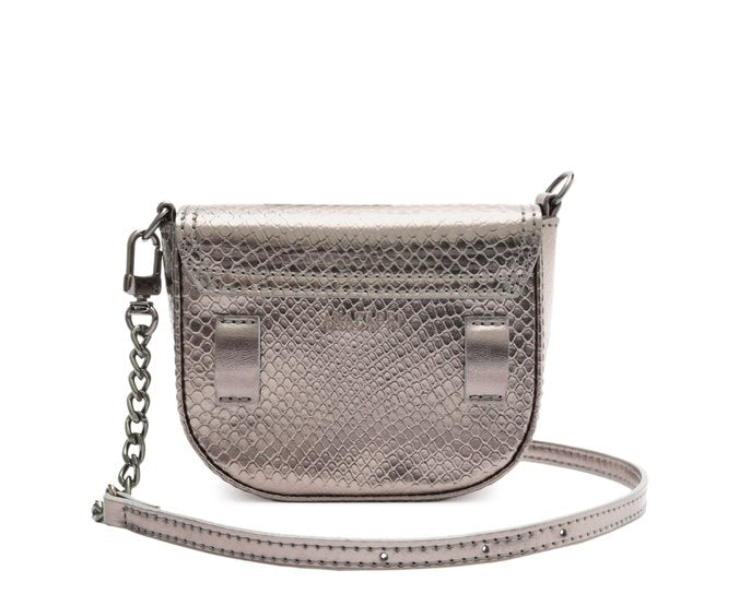 Bolsa Tiracolo Pochete Prata Pequena Snake