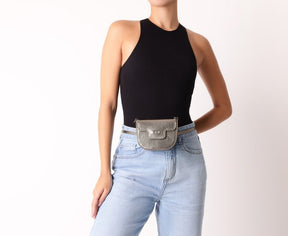 Bolsa Tiracolo Pochete Prata Pequena Snake