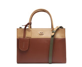 Bolsa Tote Média Costura Ornamental Bege E Verde